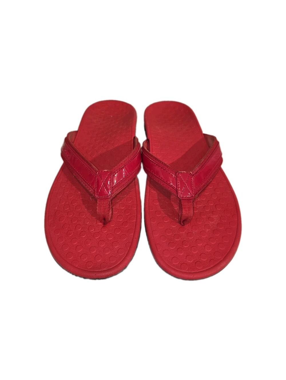 vionic tide ii size 9 Red Flip Flops With Black Soles Contoured  Foot Bed W Arch